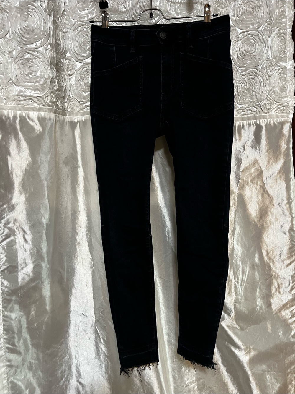 We The Free Black Skinny Jeans with Raw Hem